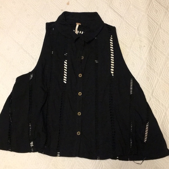 Free People Cut-Out Collared Crop Tank - Picture 1 of 6